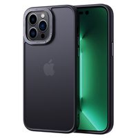 Lunso - iPhone 15 - Back cover hoesje - Metalen ring Zwart