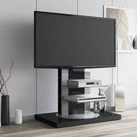 Tv-meubel Roma 2 van 126 cm hoog in hoogglans zwart - thumbnail
