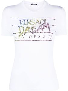 Versace t-shirt à ornements strassés - Blanc