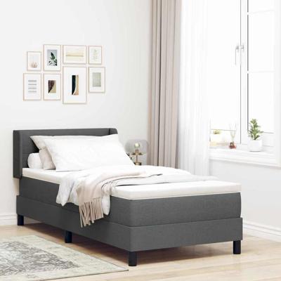 Boxspringbed met Matras in Donkergrijs - 80 x 200 cm, Stof
