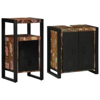 Badkamermeubelset met plank 2 pcs Bruin massief gerecycled hout
