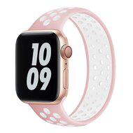 Solo Loop Sportbandje - Maat: S - Roze + Wit - Geschikt voor Apple Watch 42mm / 44mm / 45mm / 49mm