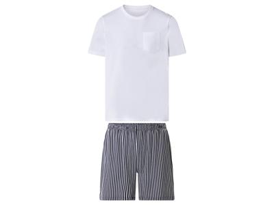 esmara Men Korte heren pyjama (Wit/donkerblauw, L)