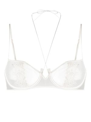 Kiki de Montparnasse soutien-gorge en soie à dos nu - Blanc