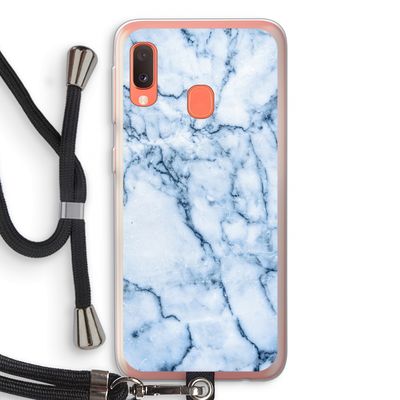 Blauw marmer: Samsung Galaxy A20e Transparant Hoesje met koord
