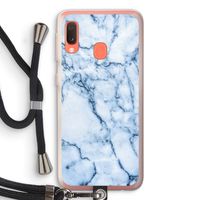 Blauw marmer: Samsung Galaxy A20e Transparant Hoesje met koord