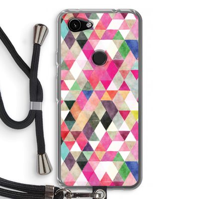 Gekleurde driehoekjes: Pixel 3a Transparant Hoesje met koord