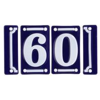 Best for Boots huisnummer 60 - met sierrand - Oudhollands - emaille - blauw/wit