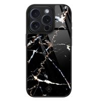 iPhone 15 Pro glazen hardcase - Marmer zwart iPhone 15 Pro glazen hardcase - Marmer zwart