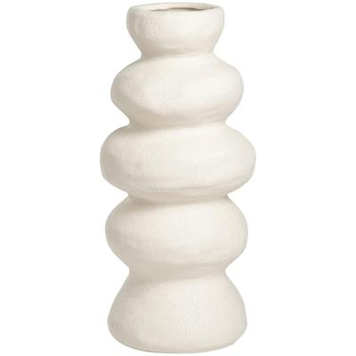 Leen Bakker - Vaas Bobbie - Off-white - 30,8xØ13, 5 Cm - Keramiek - Crème - H30.5 Cm