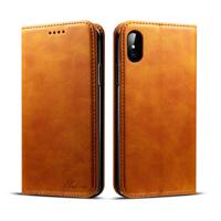 Suteni kalf textuur horizontale Flip lederen case voor iPhone X/XS met houder & kaartsleuven & portemonnee (bruin)