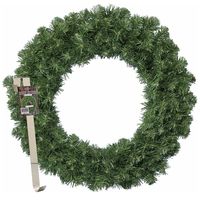 Kerstkrans 50 cm - groen - met messing zilveren hanger/ophanghaak - kerstversiering - thumbnail