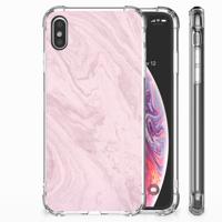 Apple iPhone Xs Max Anti-Shock Hoesje Marble Pink - Origineel Cadeau Vriendin