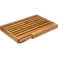 Brood snijplank - met kruimel opvangbak - 44 x 27 cm - bamboe hout - inclusief broodmes