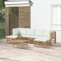 7-delige Loungeset met kussens bamboe crèmewit