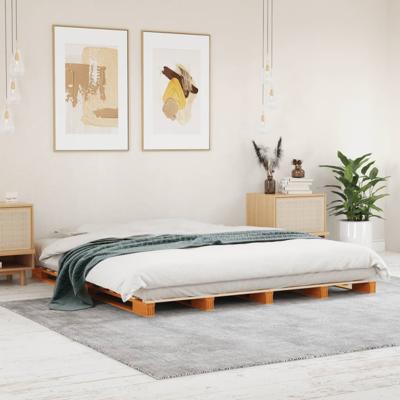 Palletbed massief grenenhout wasbruin 180x200 cm