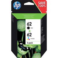 HP inktcartridge 62, 165-200 pagina&apos;s, OEM N9J71AE, 1 x zwart en 1 x 3 kleuren