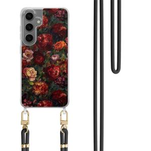 Samsung Galaxy S24 Plus hoesje met zwart koord - Floral garden