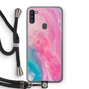 Roze explosie: Samsung Galaxy A11 Transparant Hoesje met koord