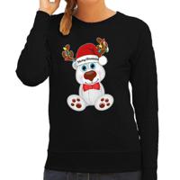 Foute Kersttrui/sweater voor dames - Merry Christmas - zwart - ijsbeer - kerst cadeau - thumbnail