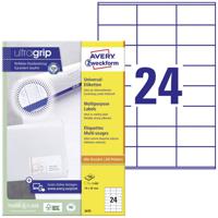 Avery-Zweckform 3475 Universele etiketten 70 x 36 mm Papier Wit 2400 stuk(s) Permanent hechtend Inkjet, Laser (zwart/wit), Laser (kleur), Kopiëren (zwart/wit), - thumbnail