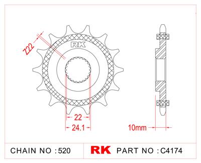 RK Sprocket 520 16z rubberized