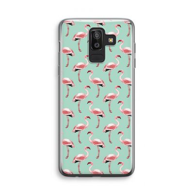 Flamingoprint groen: Samsung Galaxy J8 (2018) Transparant Hoesje