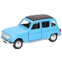 Modelauto Renault 4 - blauw - 11 cm - schaalmodel auto - schaal 1:34 - pull-back