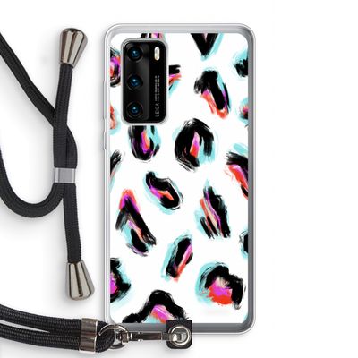 Cheetah color: Huawei P40 Transparant Hoesje met koord