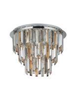 Hanglamp Clarissa 5Lt Chrome & Clear, Smoked & Amber Glass