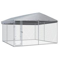 Hondenkennel voor buiten met dak 382x382x225 cm Hondenkennel voor buiten met dak 382x382x225 cm