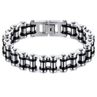 Heren armband Edelstaal Biker Chain Silver Black