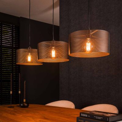 LifestyleFurn Hanglamp 'Samir' 3-lamps, kleur Artic Black