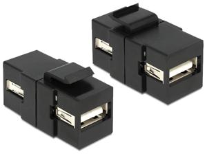 Delock 86367 Keystone-module USB 2.0 A female > USB 2.0 A female zwart