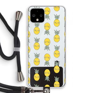 Ananas: Pixel 4 Transparant Hoesje met koord
