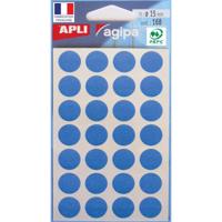 Agipa ronde etiketten in etui diameter 15 mm, blauw, 168 stuks, 28 per blad