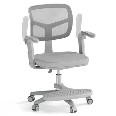 Kinder Bureaustoel met een Verstelbare Zithoogte van 41-52 cm Kinderdraaisteun met Wielen Grijs