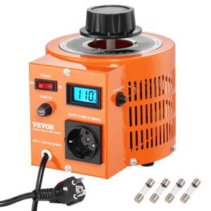 VEVOR 1000VA Variabele spanningsomvormer 3,3 Amp 230V Ingang 0-300V Uitgang AC-spanningsregelaar, 4 extra zekeringen Thermische schakelaar voor thuis, industrieel, kantoor