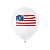 16x Witte ballonnen met Amerikaanse vlag/USA thema 23 cm - thumbnail