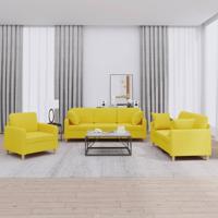 3-delige Loungeset met kussens stof lichtgeel