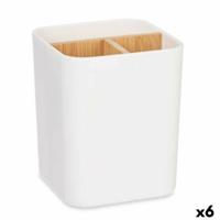 Tandenborstelhouder Berilo Wit Bamboe Polypropyleen 9 x 11 x 9 cm (6 Stuks)