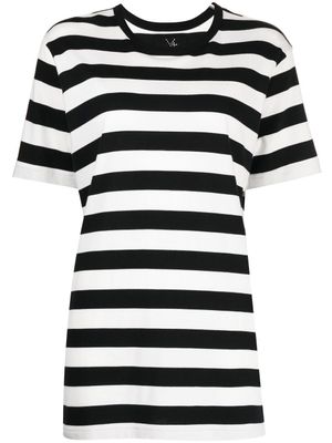 Y's t-shirt rayé à logo imprimé - Noir