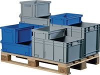 Promat Transportstapelbak | L600xB400xH120mm | grijs PP schelpgreep | zijwanden gesloten - 9000447812 9000447812 - thumbnail