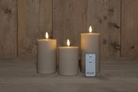 B.O. 3Pcs 3D Wick Taupe Ribbel Candle 7,5X1012,515 cm Rusti - Annas collection
