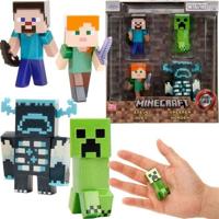 Minecraft Metalen Figurenset Steve Alex Creeper Warden 6 cm
