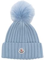 Moncler bonnet à détail de pompon - Bleu - thumbnail