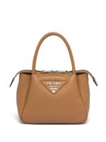 Prada mini sac en cuir à plaque logo - Marron