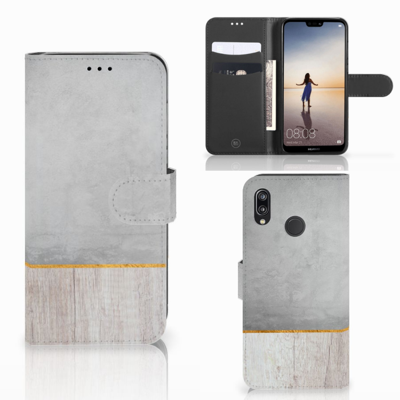Huawei P20 Lite | Book Style Case | Wood Concrete