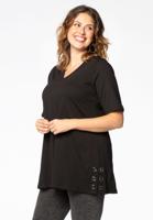 Yoek Tuniek flare eyelet slit | Zwart | Maat 46/48