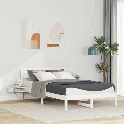 Bedframe met nachttafels Wit 140 x 190 cm Massief grenenhout